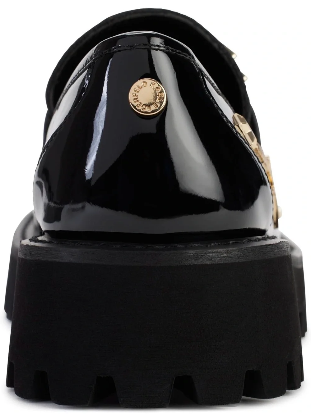 Karl Lagerfeld Paris Gaston Lug Sole Loafer Pin Embellishments Black Women’s 6